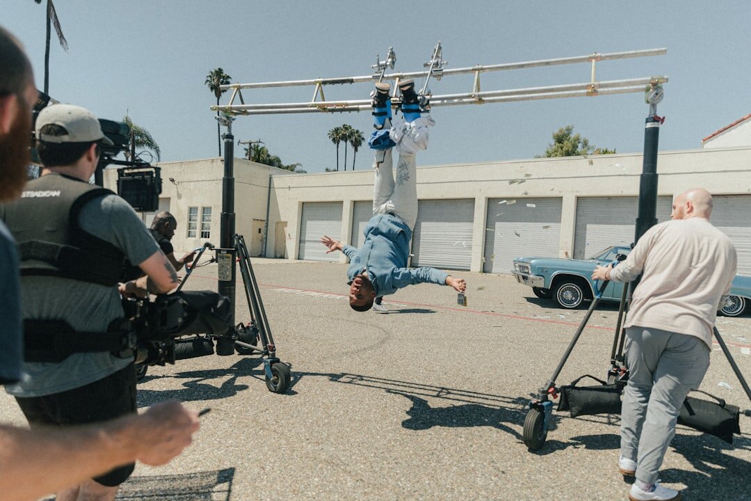 actors on film set