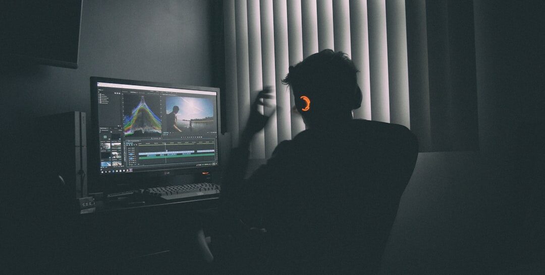 professional video editor at work